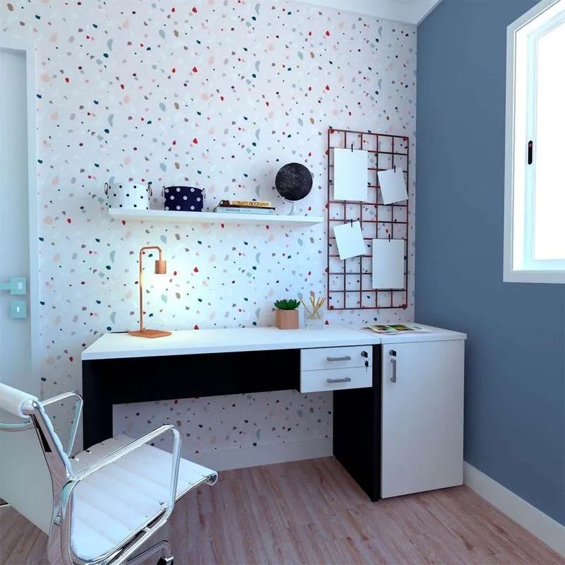 Conjunto De Mesa Com Gaveteiro De Escritório Corp Preto E Branco
