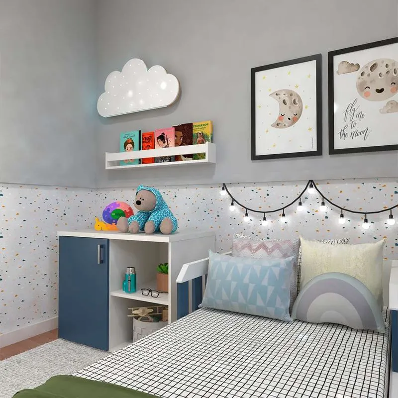 Quarto Infantil Adoleta 1 pt Branco e Azul