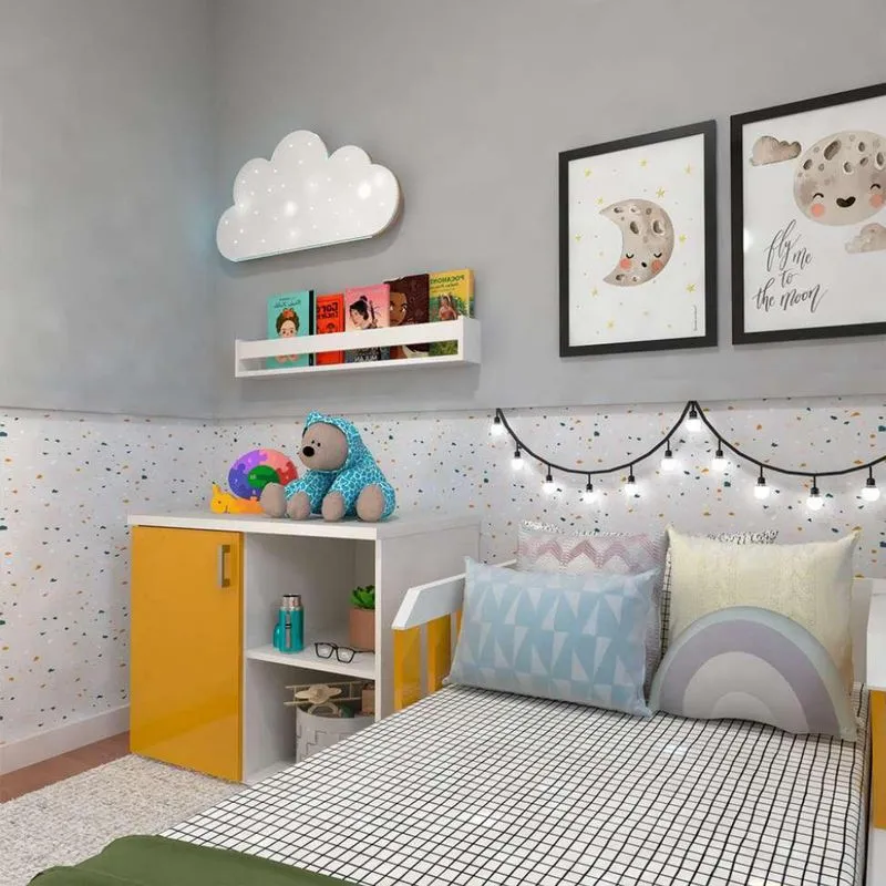 Quarto Infantil Adoleta 1 PT Branco e Amarelo