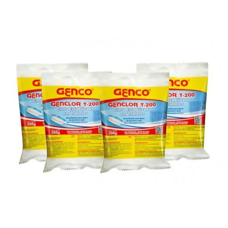 Pastilhas De Cloro Multiação T-200 Genco Para Piscina 5un