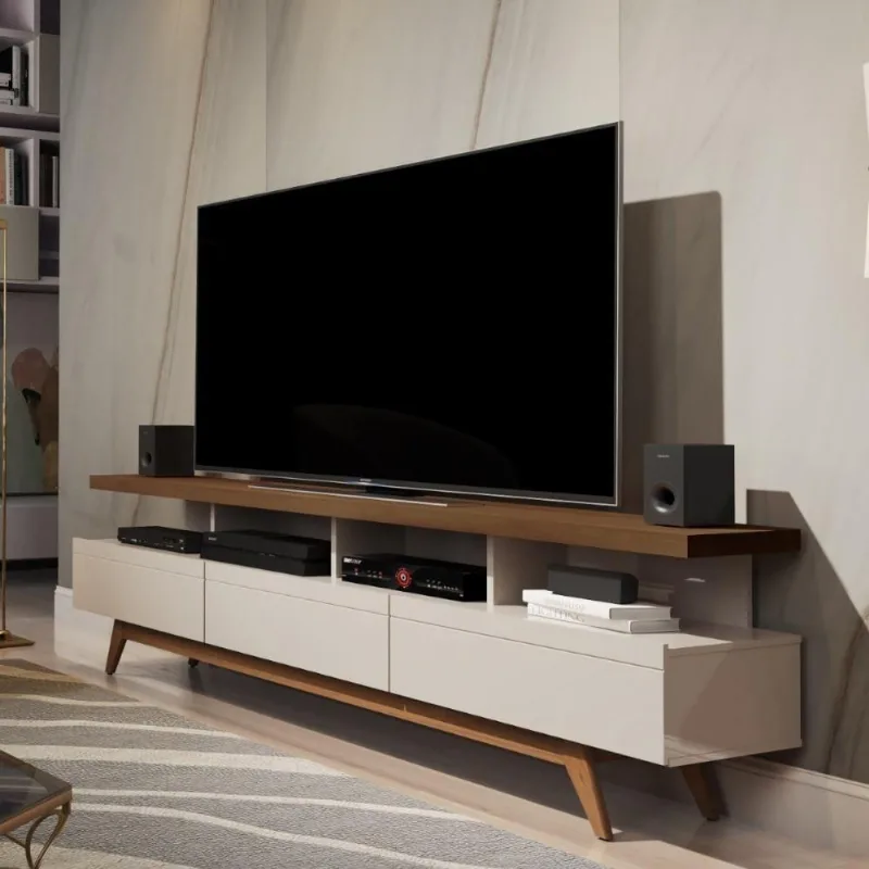 Rack Com Nichos Vivare Wood Off White E Freijó Giga
