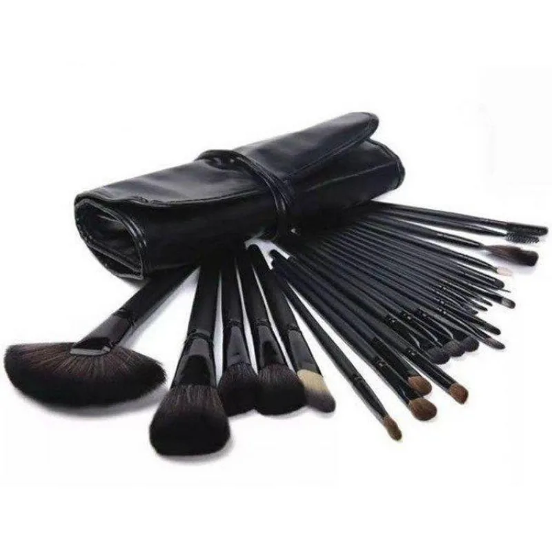 Estojo Com 24 Pincéis De Maquiagem Preto