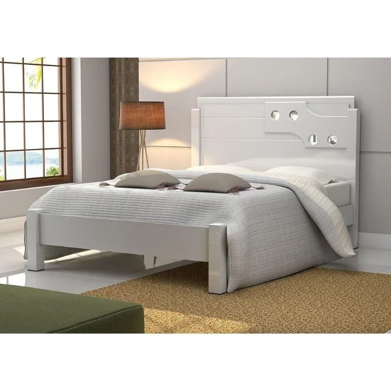 Cama De Casal Luiza 1,40 Branco - Vitamov