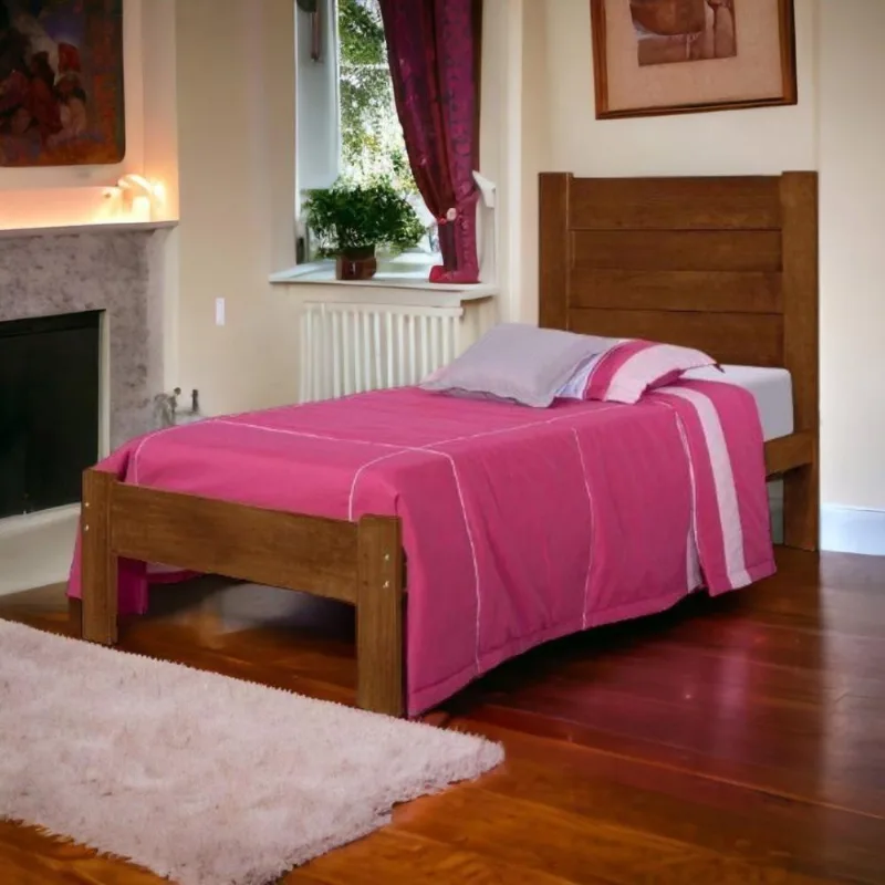 Cama Lara Solteiro Castanho Com Colchão Atraente