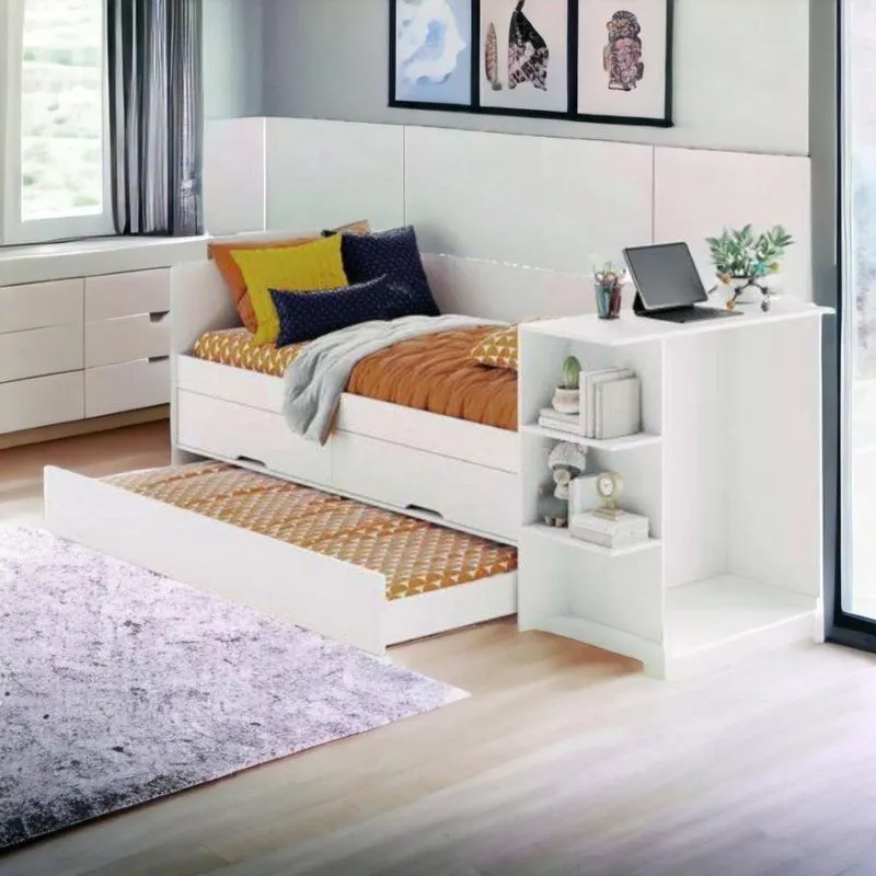 Cama Bibox Berlim Com Escrivaninha E 02 Colchões Gabrielli