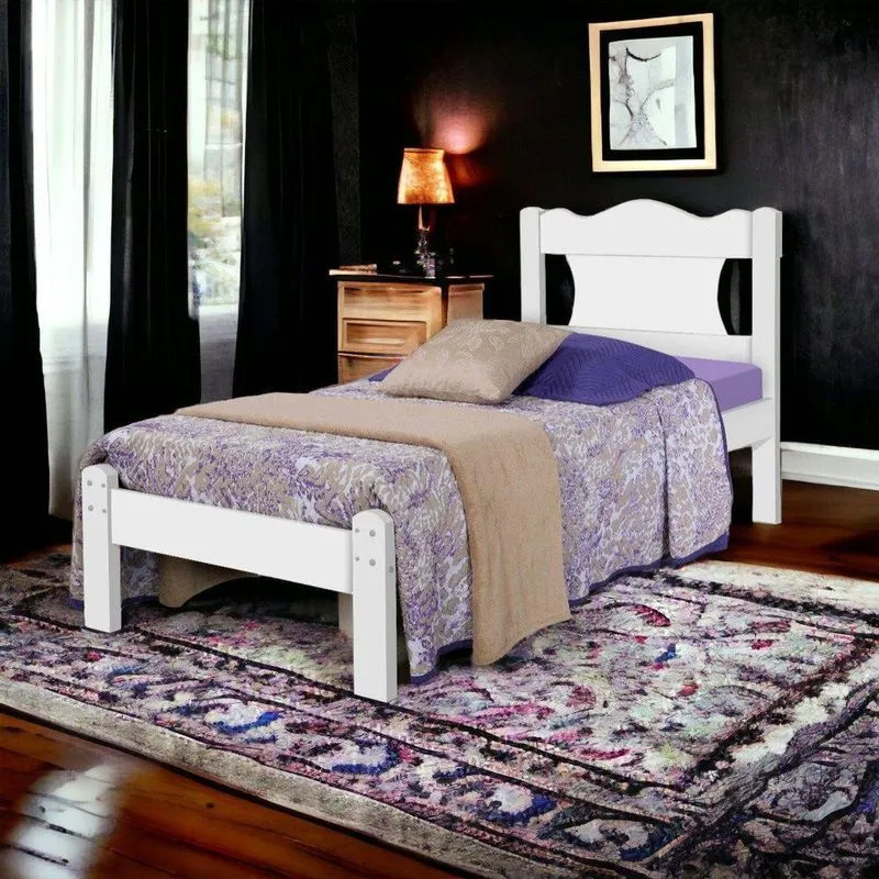 Cama Solteiro Munique Com Colchão Estrutura Mdf Mdp Branco Gabrielli Móveis
