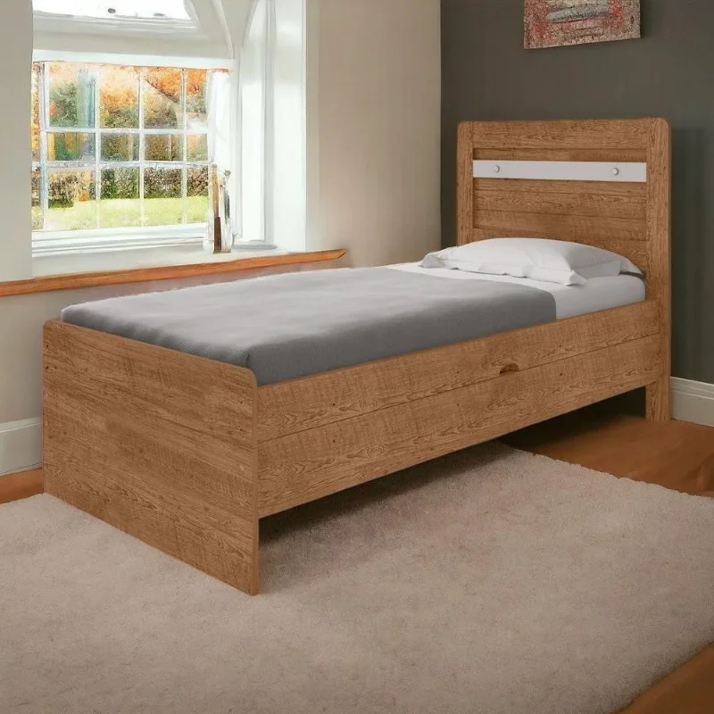 Cama Box com Baú Solteiro Larissa com Colchão Framar Marrom Naturale