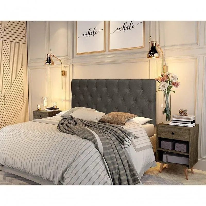 Painel Cabeceira Paris Casal Para Cama Box 1,38 Suede Marrom
