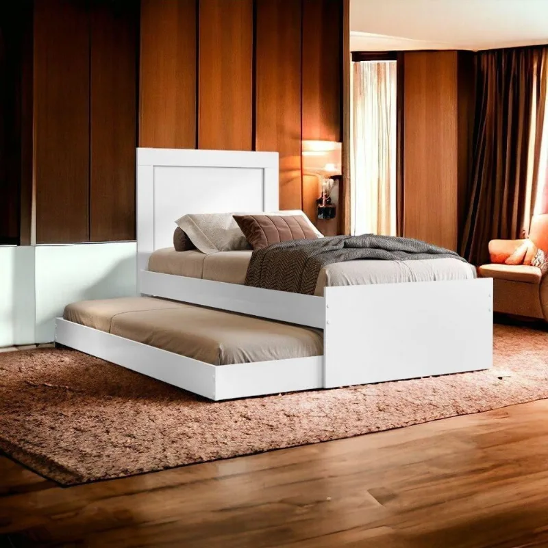 Cama Bibox Solteiro Luara com Cama Auxiliar em MDF Branco Cambel Móveis