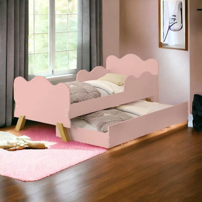 Cama Infantil Angel Rosê Com Auxiliar Cambel