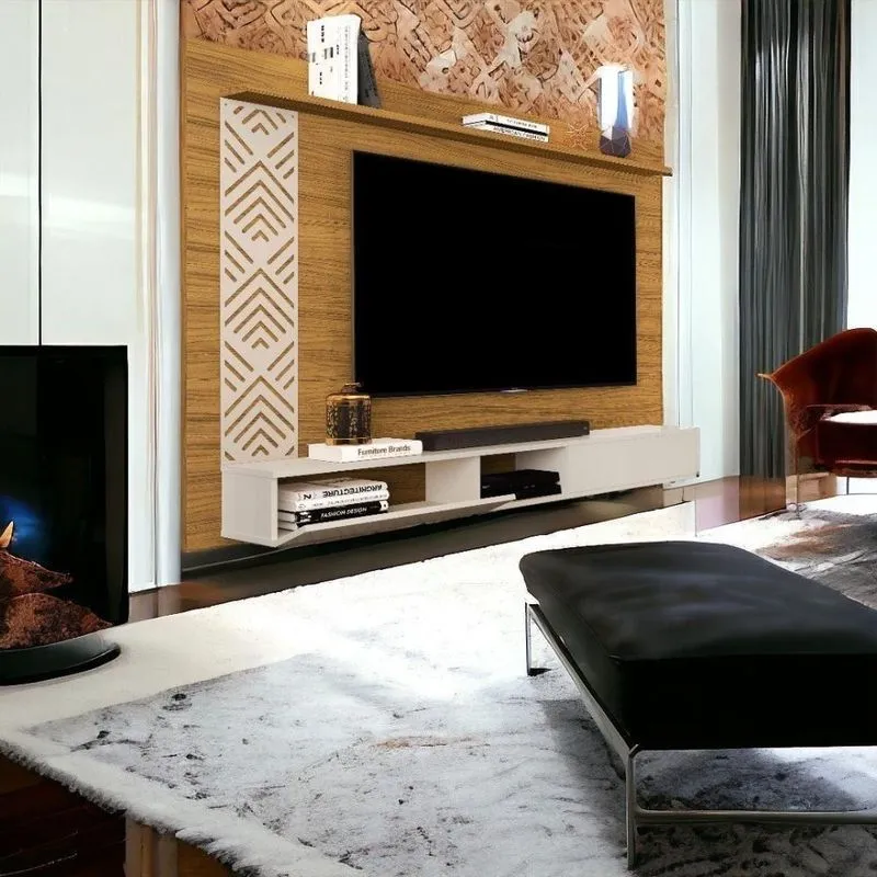 Painel Para Tvs Até 60 Pol Roma Nature E Off White Cambel
