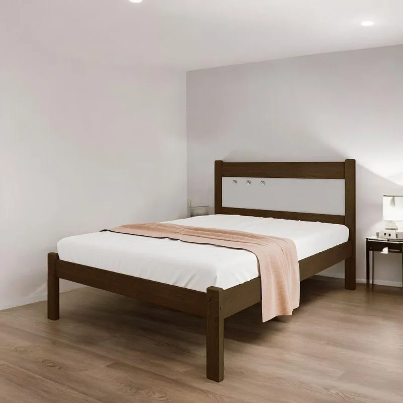 Cama Casal Sofisticada Berli em MDF-MDP Malbec e Off White Malbec