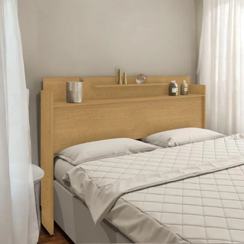 Cabeceira Queen com 2 Prateleiras para Cama com Fixação na Parede MDF-MDP Marrom Selene