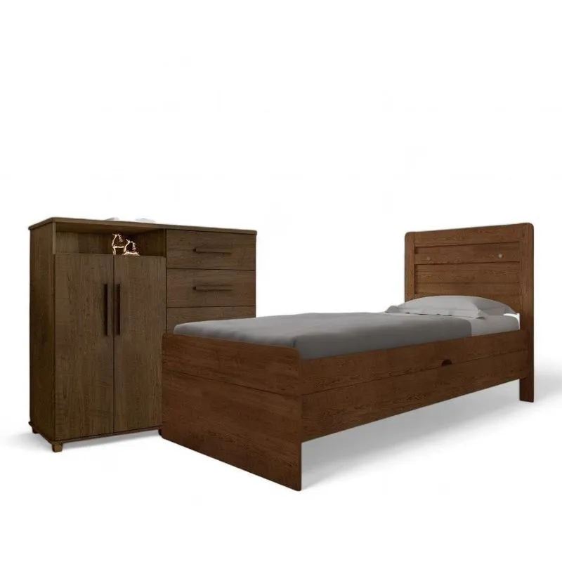 Conjunto De Cama Com Colchão E Cômoda Para Quarto Malbec