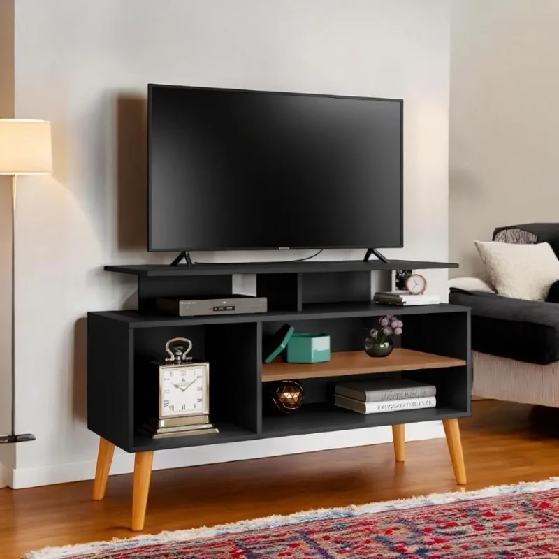 Rack para Tv 42 Bordeaux 110cm em MDF-MDP com Nichos Preto Carmolar Móveis