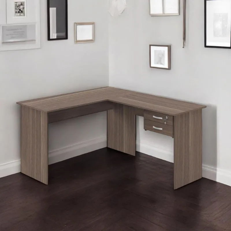 Escrivaninha em l Milena Moderno 1 Gaveta MDF 136cm Mobiliar Home Shop