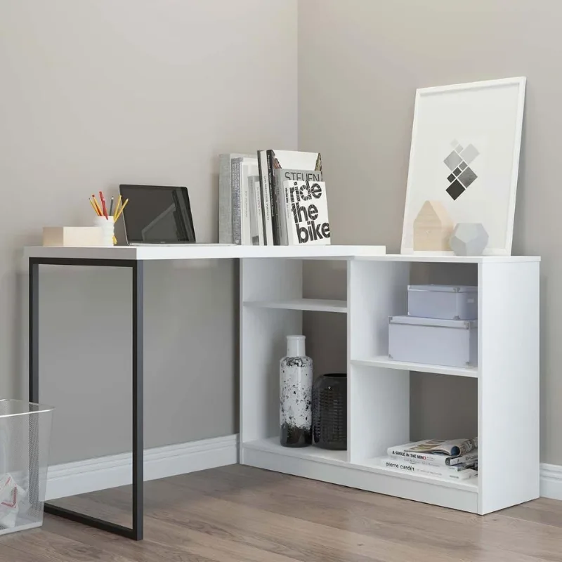 Mesa para Escritório em l Bella Vista Moderno MDF Branco Mobiliar Home Shop