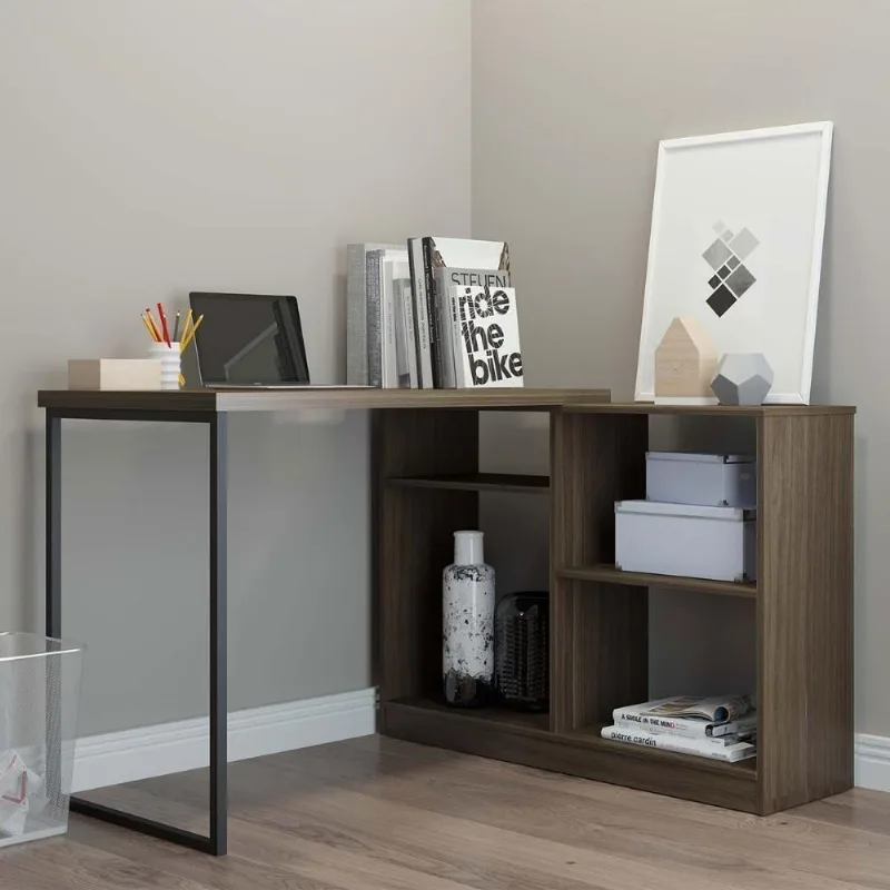Mesa para Escritório em l Bella Vista Moderno MDF 115cm Preto Mobiliar Home Shop