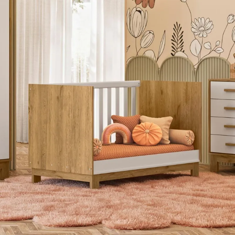 Berço Mini Cama Encanto Slim Freijo Toq Branco Acetinado