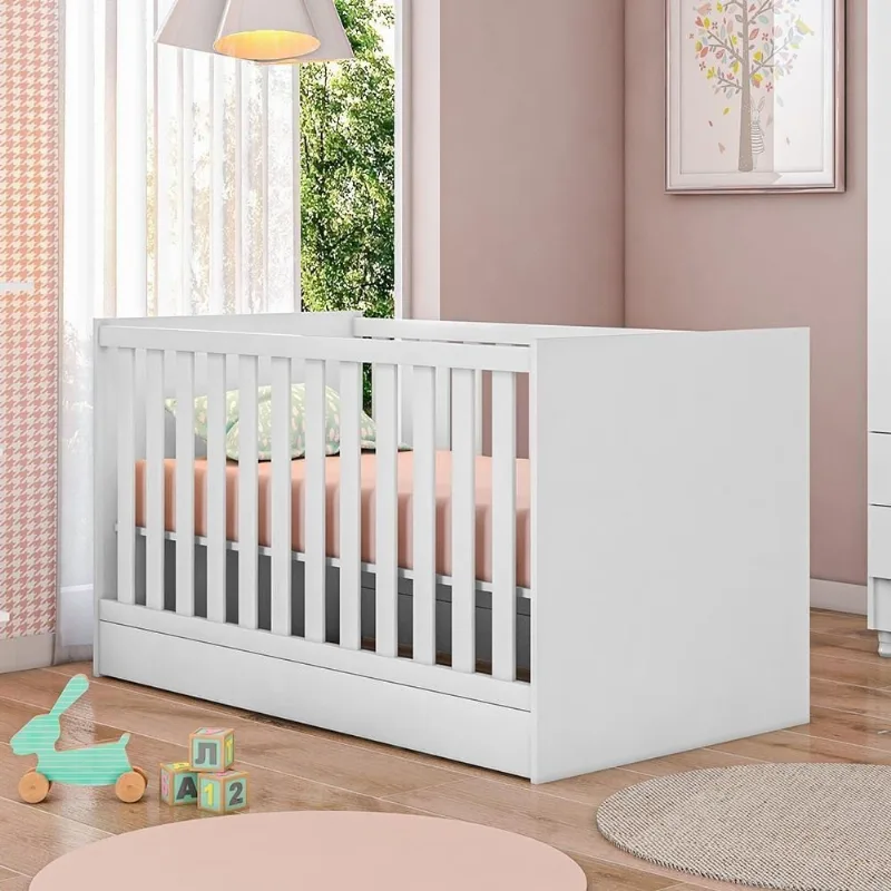 Berço Mini Cama Aurora Que Se Transforma em Cama Infantil Branco Qmovi