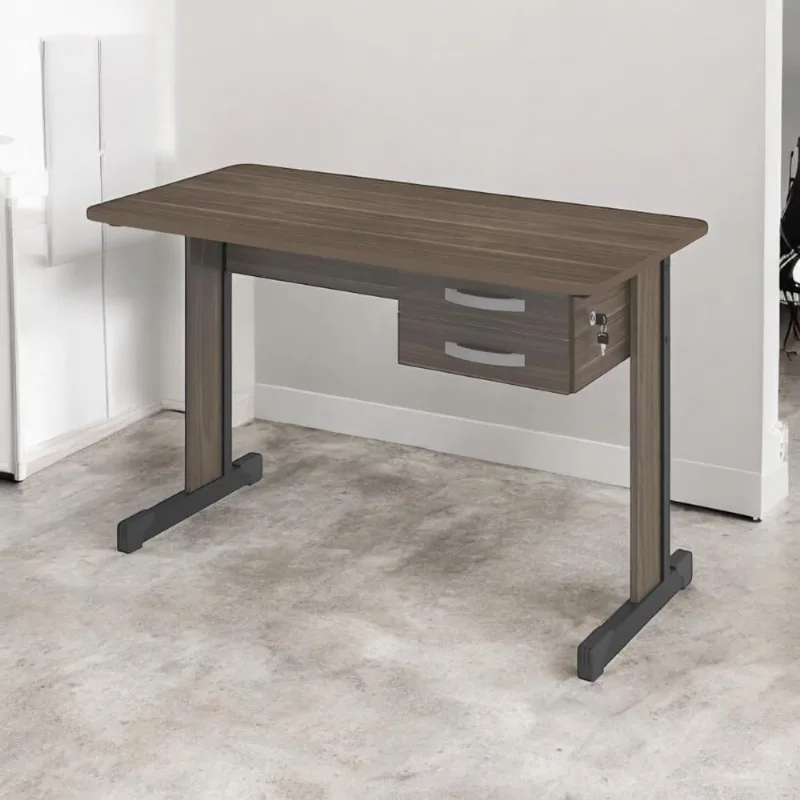 Escrivaninha Retangular Light 3 Gavetas MDF MDP 100cm Branco Plata Móveis
