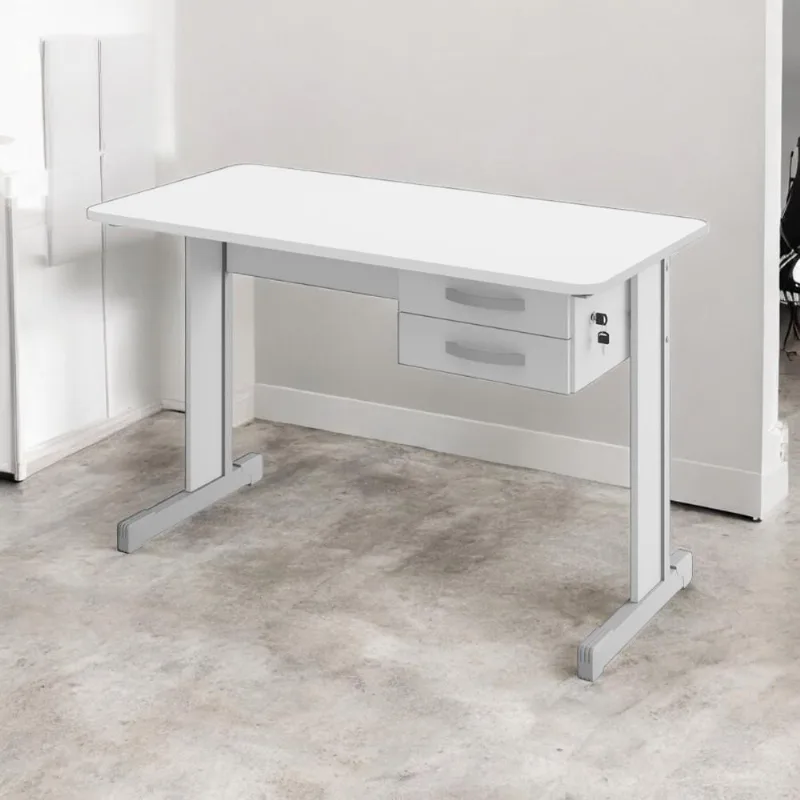 Mesa para Computador Retangular Light 1 Gaveta 120cm Branco Plata Móveis