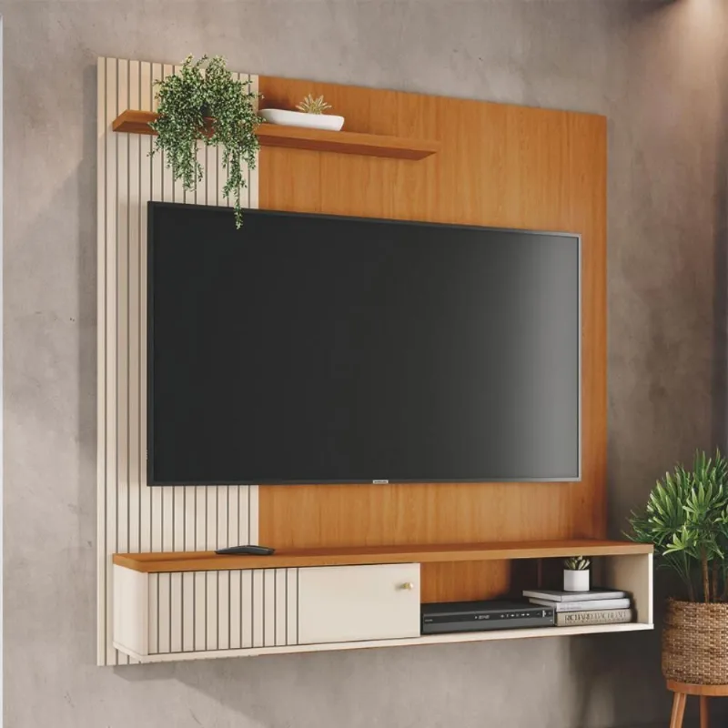 Bancada Suspensa Com Design Clean Aurora Cinamomo/off-white