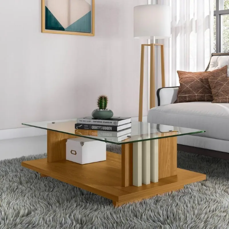 Mesa De Centro Domo Com Acabamento Premium Cumaru/opala