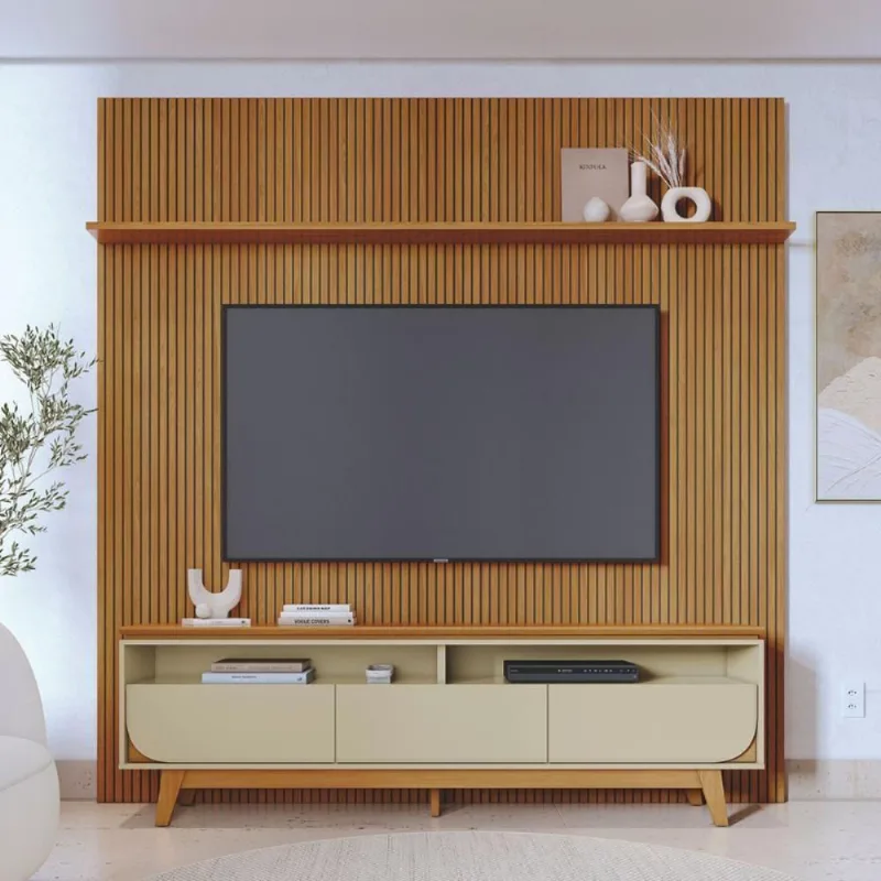 Kit Lyra Painel E Rack Com Painel Cumaru/opala