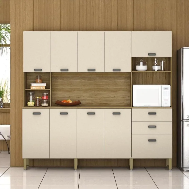 Kit Cozinha Armários E Portas Intense Freijó Vanilla