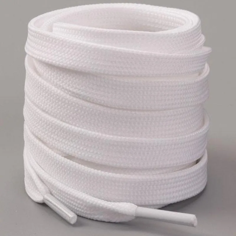 Par De Cadarços Chato Para Tênis Sapato E Botas Branco 1,40m
