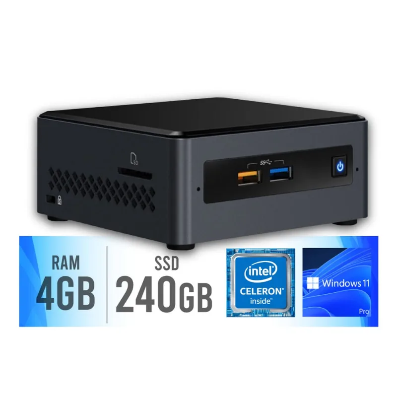 Mini pc Intel Dual Core J4005 4GB ssd 240GB Windows 11 pro Certo pc - nuc 105