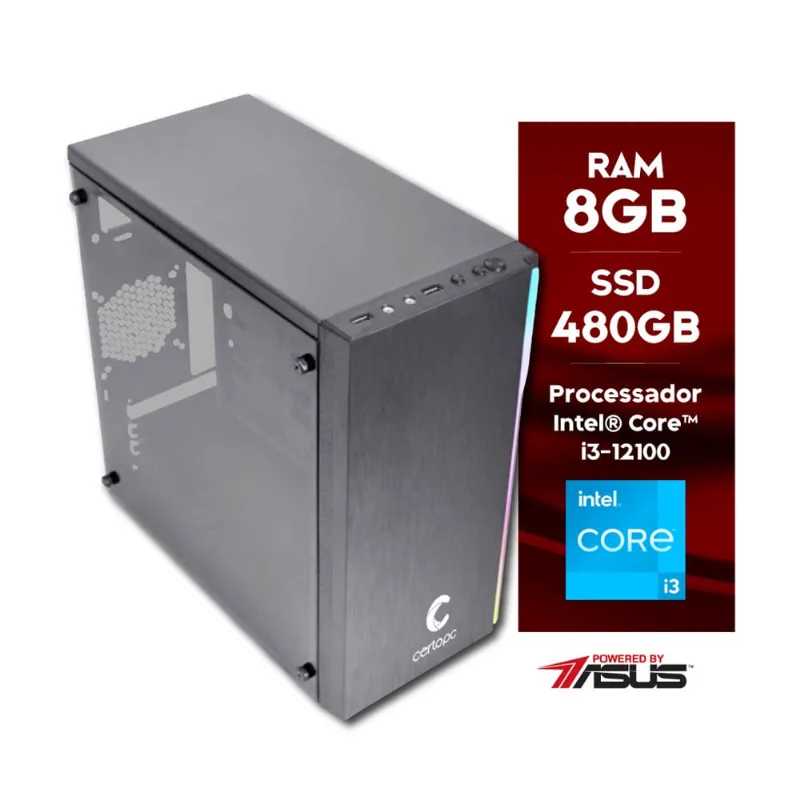 Computador Intel Core i3 12100 8GB ssd 480GB Powered by asus Certo pc Smart ii 4324