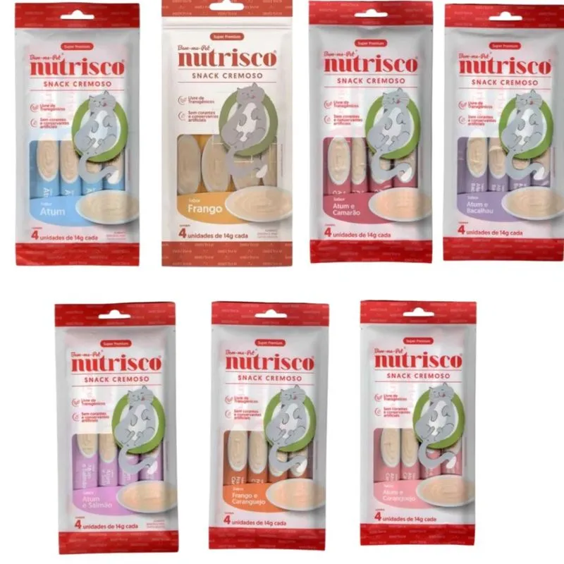 Petisco Para Gatos Kit 7 Unid Nutrisco Sabores Variados 56g