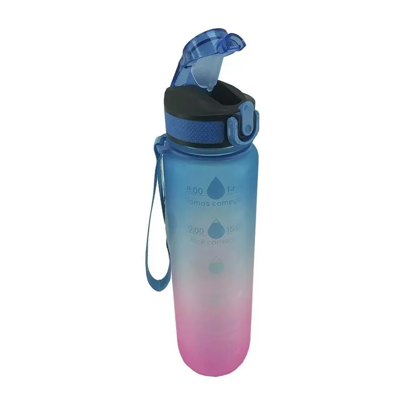 Garrafa Squeeze Água Academia 1l Fitness Tie Dye Azul A
