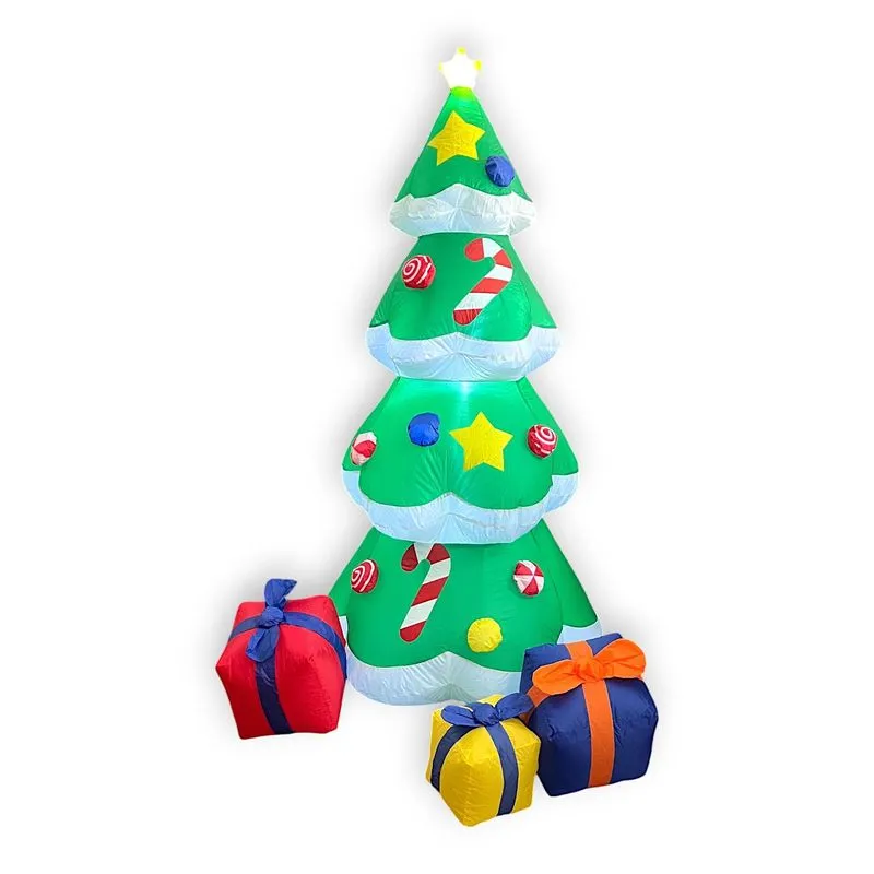 Árvore Presentes Inflável Luz Led Enfeite Natal Bivolt 1,90m