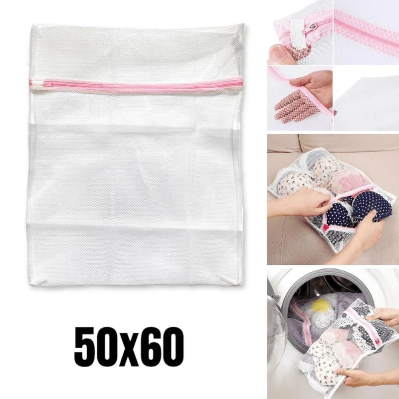 Saco Para Lavar Roupas Delicadas Com Zíper 50x60 Cm