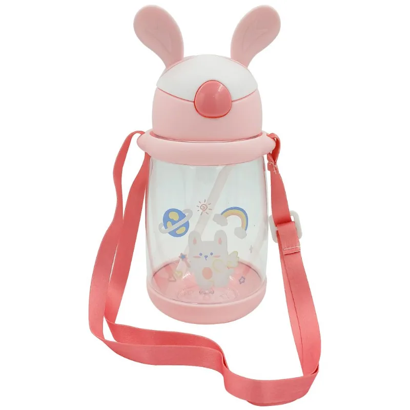 Garrafa Infantil C/ Alça 600ml em Plástico Top Útil-Rosa