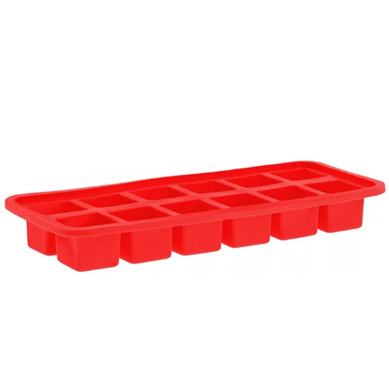 Forma de Gelo 12 Cubos 26x11cm em Silicone Top Útil-Vermelho