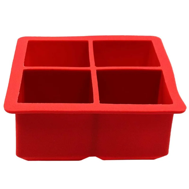 Forma de Gelo 4 Cubos 11x11cm em Silicone Top Útil-Vermelho