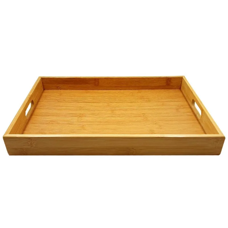 Bandeja Retangular C/ Alça 46x33cm Em Bambu Top Util