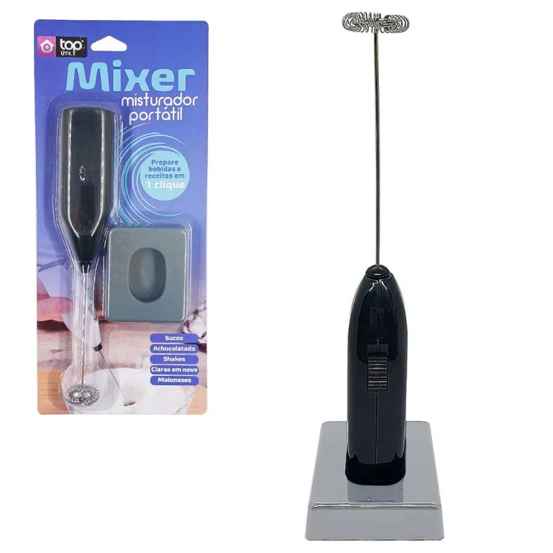 Mixer Misturador Portátil 20cm em Aço Inox Top Útil-Preto