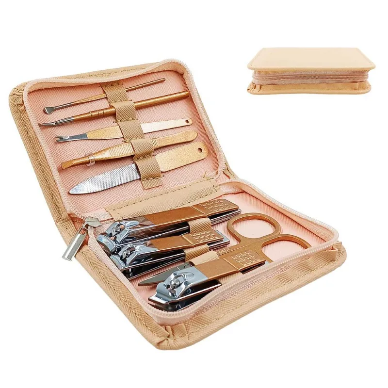 Kit Manicure 9 Peças em Inox Top Útil- Salmão