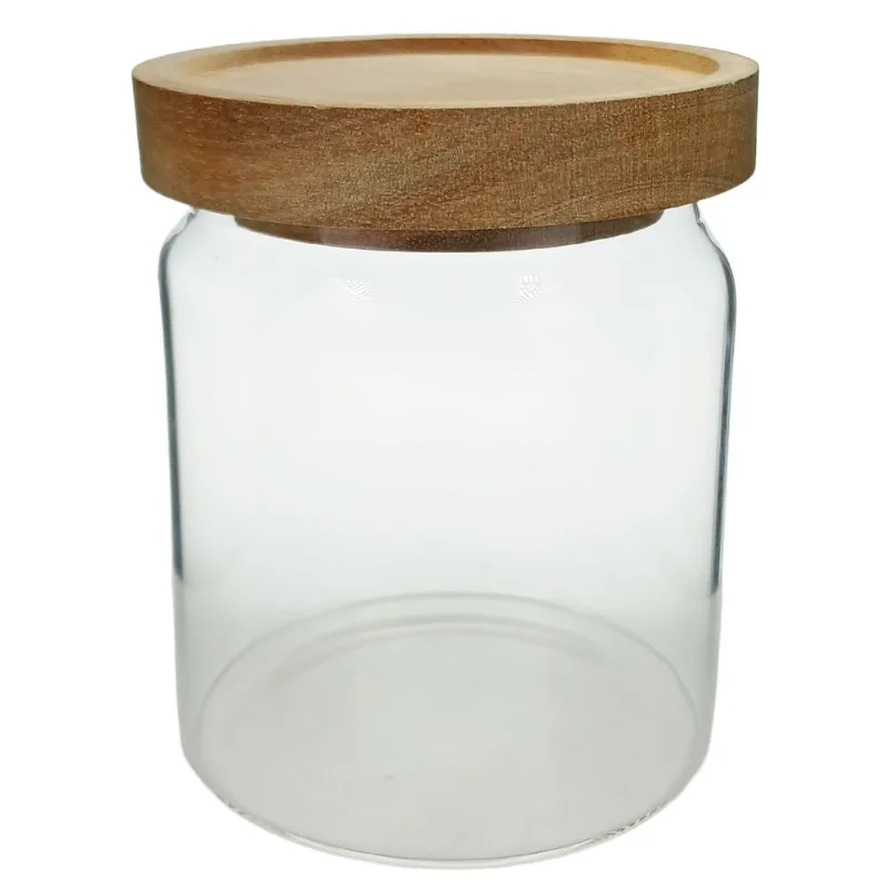 Pote Hermético C/ Tampa Bambu 500ml em Vidro Top Útil