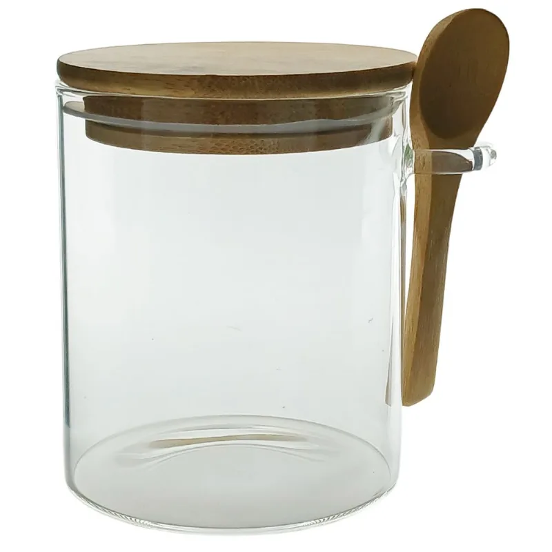 Pote Hermético C/ Tampa Bambu 440ml em Vidro Top Útil