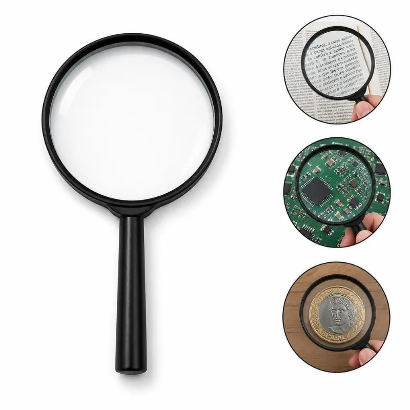 Lupa Manual 100mm Aumento 2x Leitura Inspecao Vidro Grande Precisao Escolar Yeet