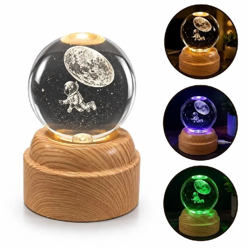 Luminária Infantil Astronauta Globo 3D com LED RGB Giratória Branco Yeet