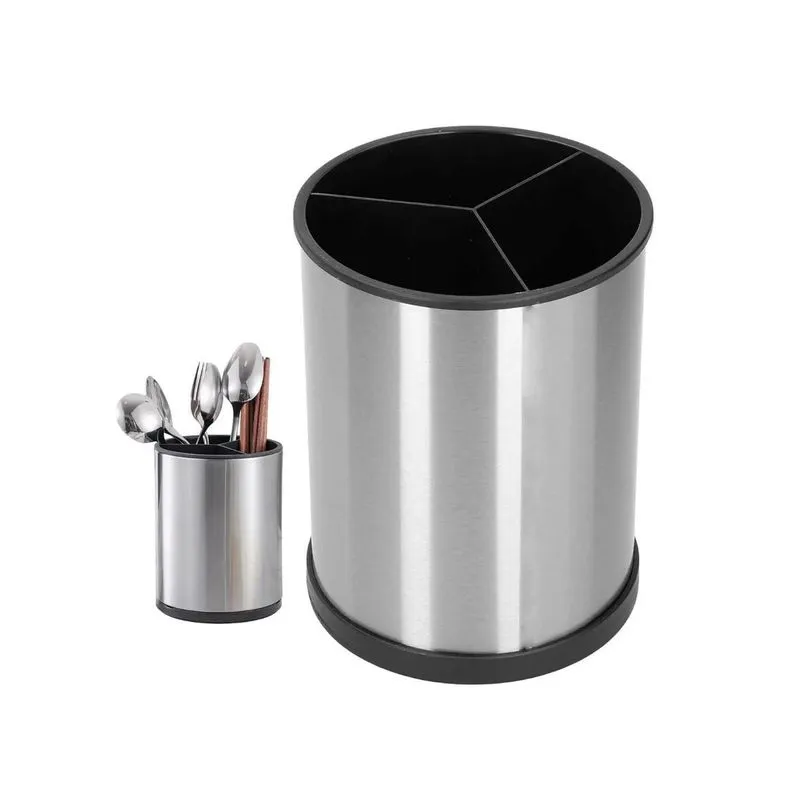 Porta Talheres Escorredor Inox Com Base Giratória