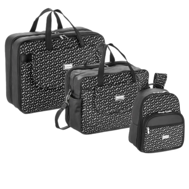 Kit Bolsas Maternidade Poule Preto Com 3 Peças Fazendo Arte
