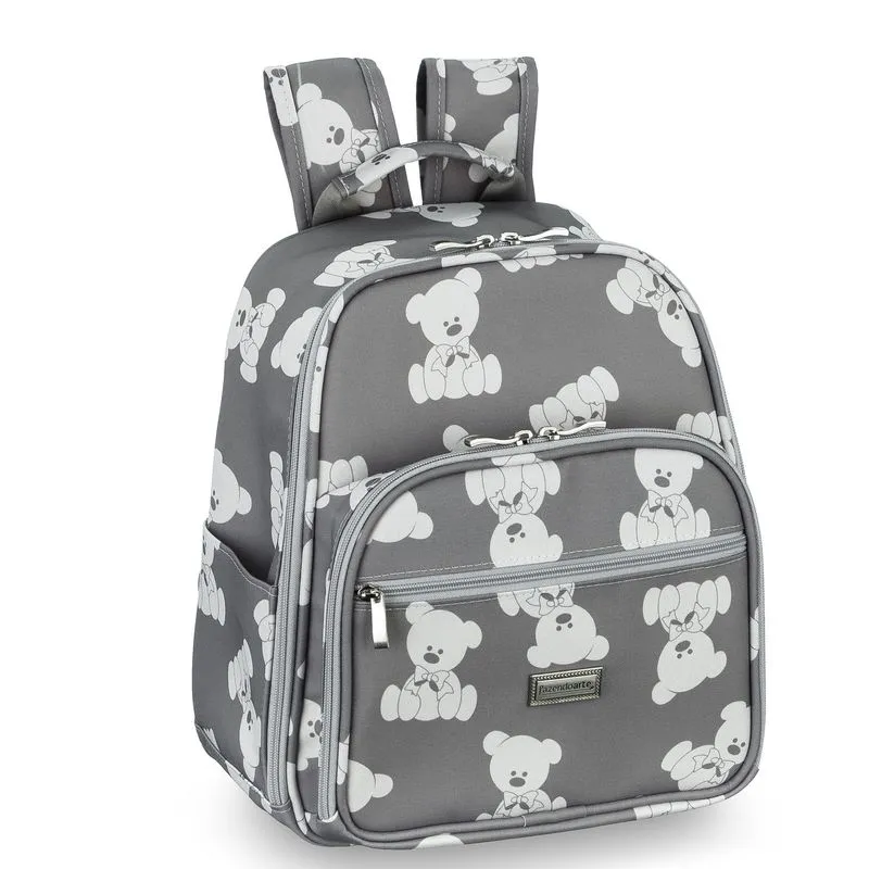 Mochila Térmica Maternidade Urso Cinza - Fazendo Arte
